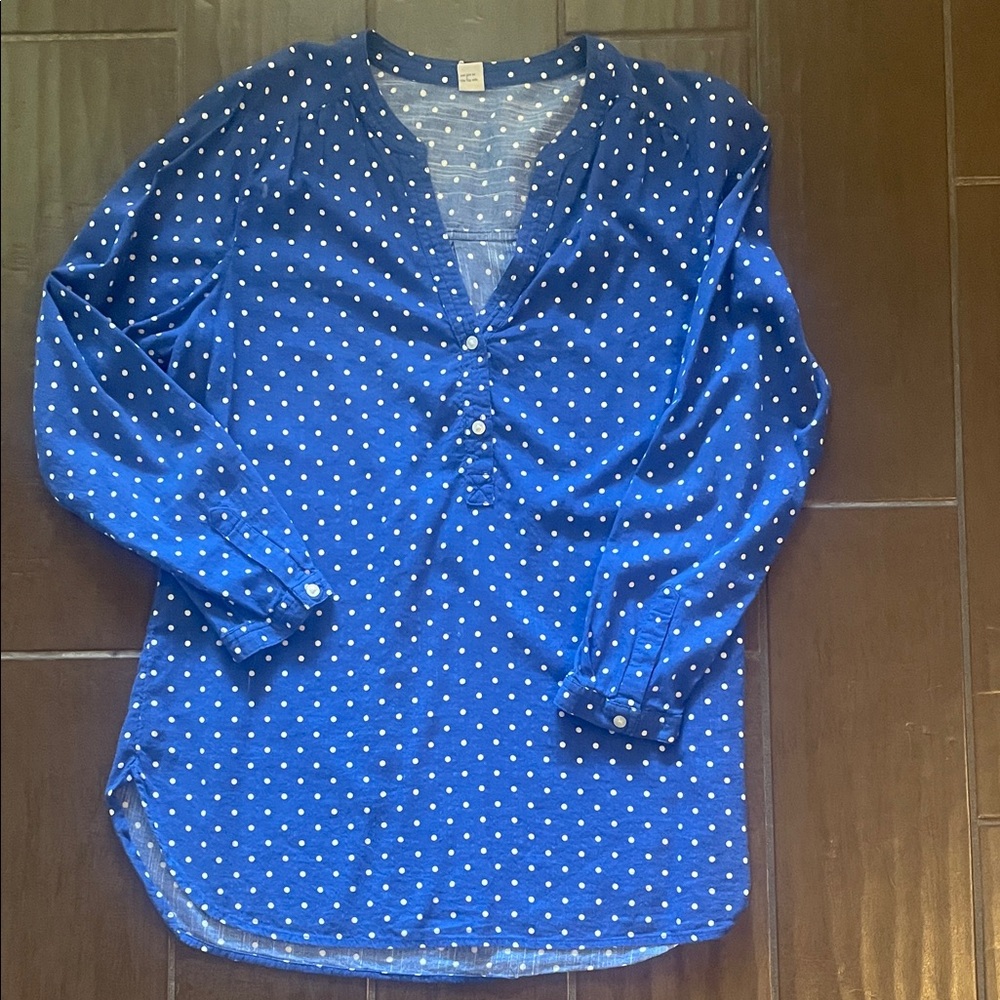 Old Navy Navy Blue Polka Dot Top